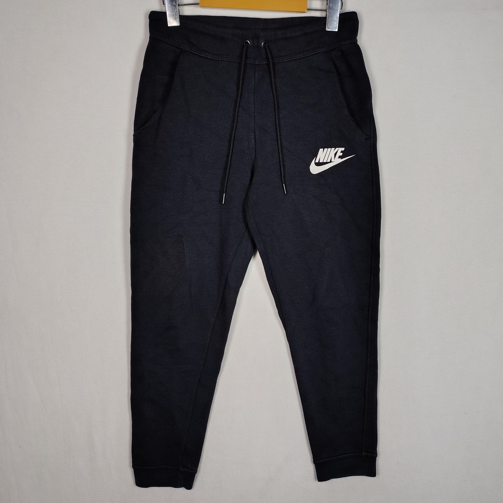 Nike Youth Small Black Fleece Jogger Pants Futura Logo Tapered Sweatpants S